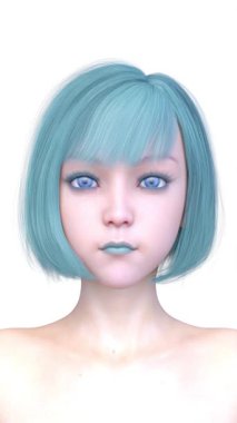 Bir kadının yüzünün 3 boyutlu görüntüsü.