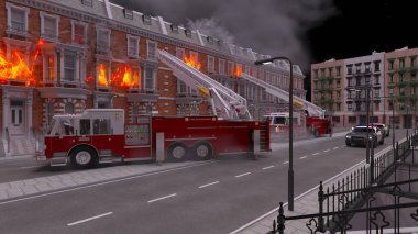 Yangın sahnesinin 3 boyutlu canlandırması