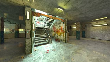 Terk edilmiş istasyonun 3B canlandırması