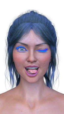 Bir kadının yüzünün 3 boyutlu görüntüsü.