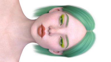 Bir kadının yüzünün 3 boyutlu görüntüsü.