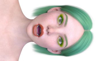 Bir kadının yüzünün 3 boyutlu görüntüsü.