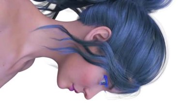 Bir kadının yüzünün 3 boyutlu görüntüsü.