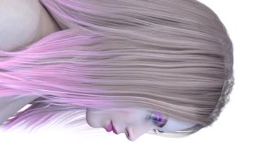 Bir kadının yüzünün 3 boyutlu görüntüsü.