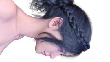 Bir kadının yüzünün 3 boyutlu görüntüsü.