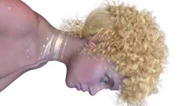 Bir kadının yüzünün 3 boyutlu görüntüsü.