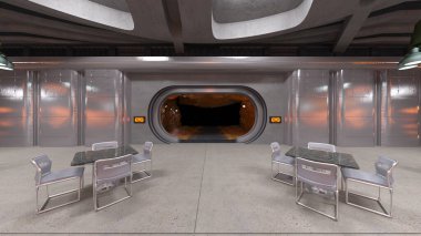 Uzay gemisindeki konferans odasının 3D görüntülemesi