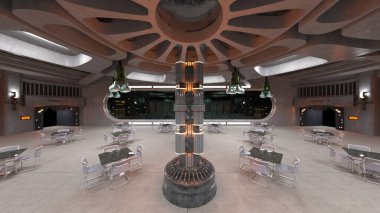 Uzay gemisindeki konferans odasının 3D görüntülemesi