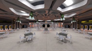 Uzay gemisindeki konferans odasının 3D görüntülemesi