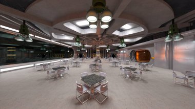 Uzay gemisindeki konferans odasının 3D görüntülemesi