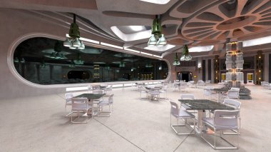 Uzay gemisindeki konferans odasının 3D görüntülemesi