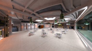 Uzay gemisindeki konferans odasının 3D görüntülemesi