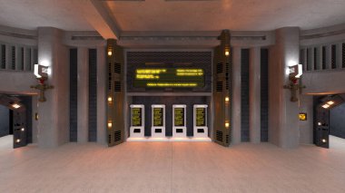 Uzay gemisindeki konferans odasının 3D görüntülemesi