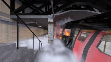 Araç yangınının 3 boyutlu görüntüsü