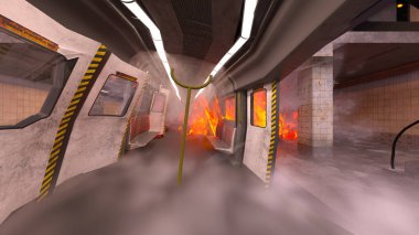 Araç yangınının 3 boyutlu görüntüsü