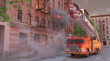 Yangın sahnesinin 3 boyutlu canlandırması