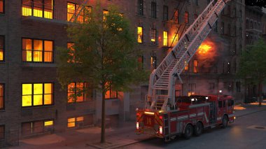 Yangın sahnesinin 3 boyutlu canlandırması