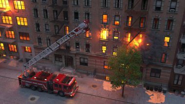 Yangın sahnesinin 3 boyutlu canlandırması