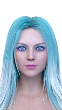 Bir kadının yüzünün 3 boyutlu görüntüsü.