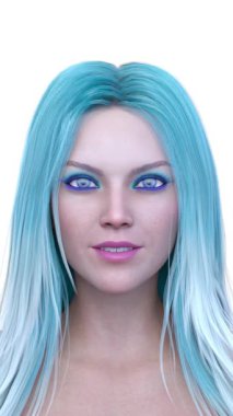 Bir kadının yüzünün 3 boyutlu görüntüsü.