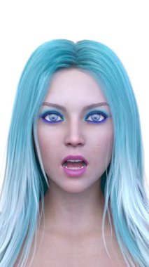 Bir kadının yüzünün 3 boyutlu görüntüsü.