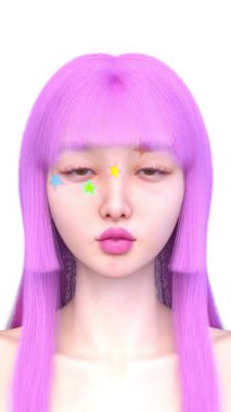 Bir kadının yüzünün 3 boyutlu görüntüsü.