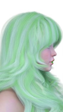 Bir kadının yüzünün 3 boyutlu görüntüsü.