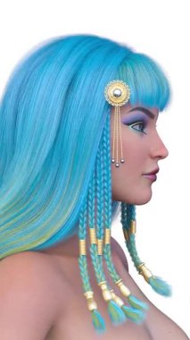 Kleopatra makyajlı bir kadının 3 boyutlu görüntüsü