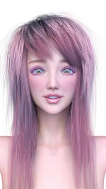 Bir kadının yüzünün 3 boyutlu görüntüsü.