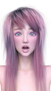 Bir kadının yüzünün 3 boyutlu görüntüsü.