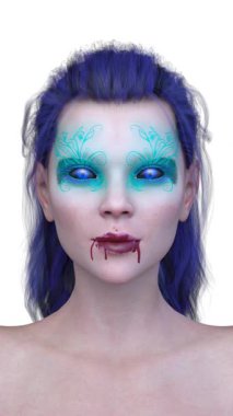 Dişi bir vampirin 3 boyutlu görüntüsü.