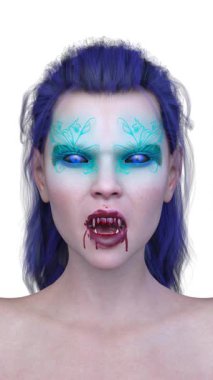 Dişi bir vampirin 3 boyutlu görüntüsü.