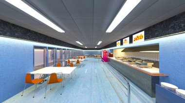 Laboratuvar koridorunun 3B görüntülemesi