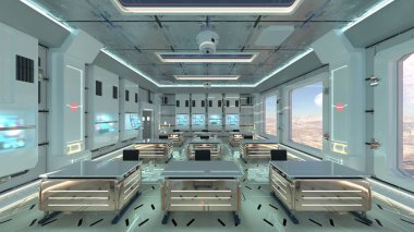 Uzay gemisindeki konferans odasının 3D görüntülemesi