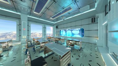 Uzay gemisindeki konferans odasının 3D görüntülemesi