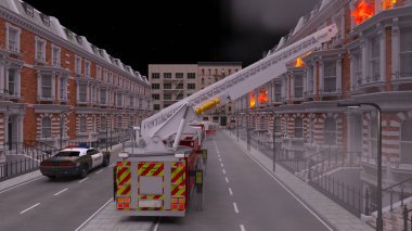 Yangın sahnesinin 3 boyutlu canlandırması