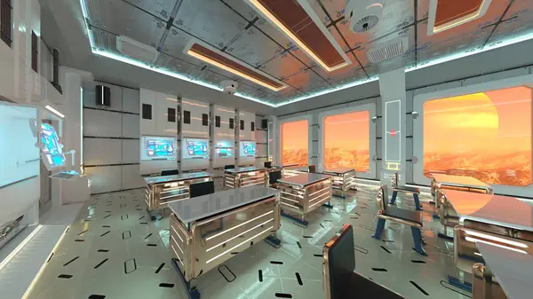 Uzay gemisindeki konferans odasının 3D görüntülemesi