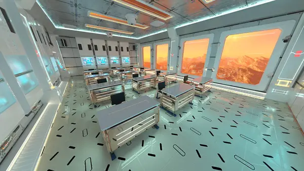 Uzay gemisindeki konferans odasının 3D görüntülemesi