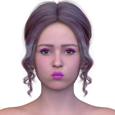 Bir kadının yüzünün 3 boyutlu görüntüsü.