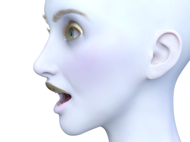 Bir kadının yüzünün 3 boyutlu görüntüsü.