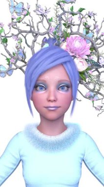 Saç çiçeği sanatındaki bir kadının 3 boyutlu görüntüsü