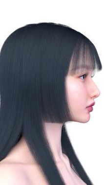 Bir kadının yüzünün 3 boyutlu görüntüsü.