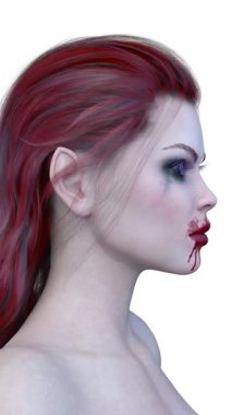 Dişi bir vampirin 3 boyutlu görüntüsü.