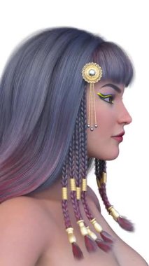 Kleopatra makyajlı bir kadının 3 boyutlu görüntüsü