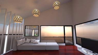 Yatak odasının 3D rendering