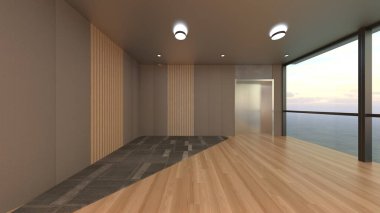 Camla çevrili toplantı odalarının 3 boyutlu canlandırması