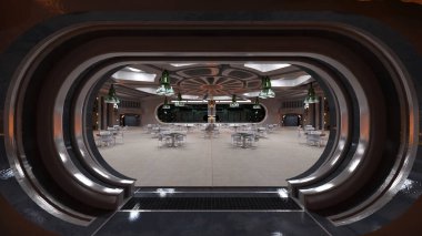 Uzay gemisindeki konferans odasının 3D görüntülemesi