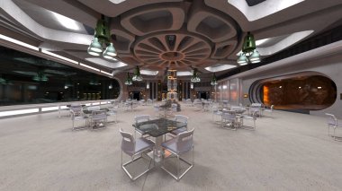 Uzay gemisindeki konferans odasının 3D görüntülemesi