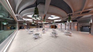 Uzay gemisindeki konferans odasının 3D görüntülemesi