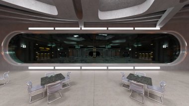 Uzay gemisindeki konferans odasının 3D görüntülemesi